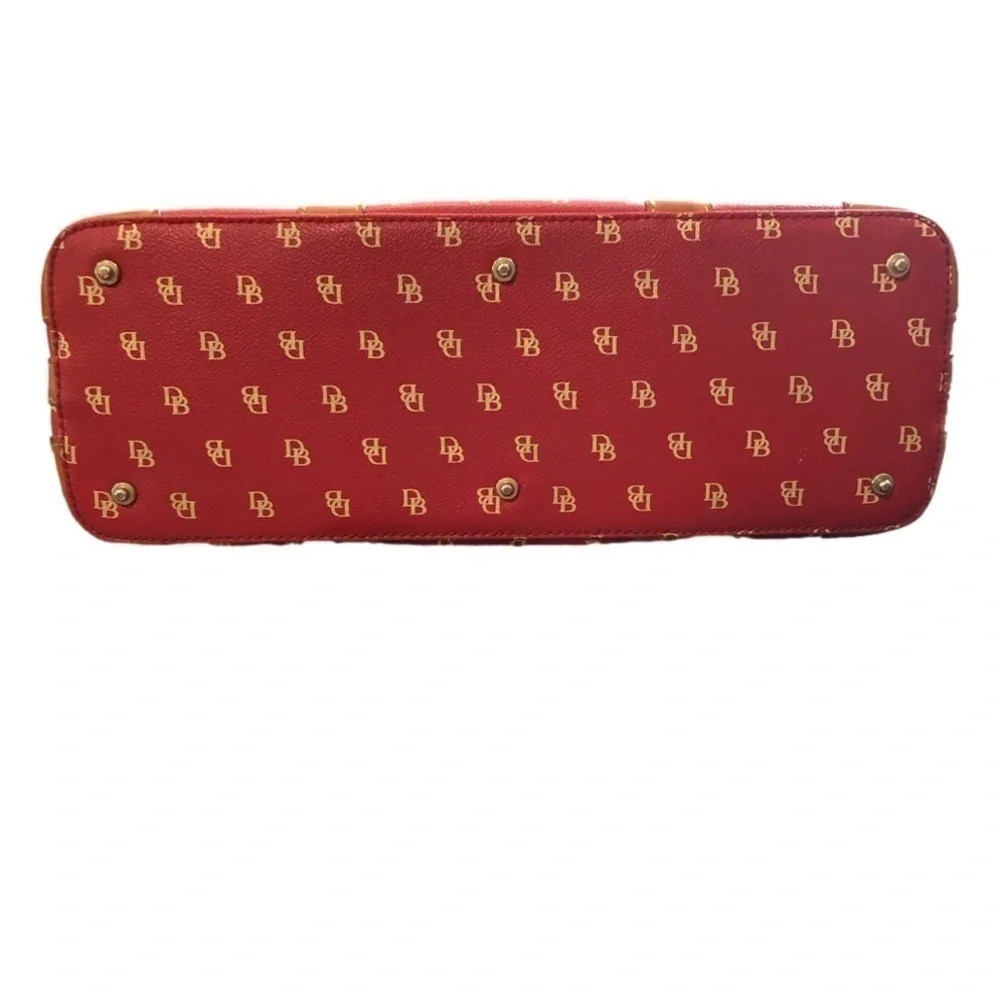 DOONEY & Bourke red leather satchel with DB logo detachable shoulder strap